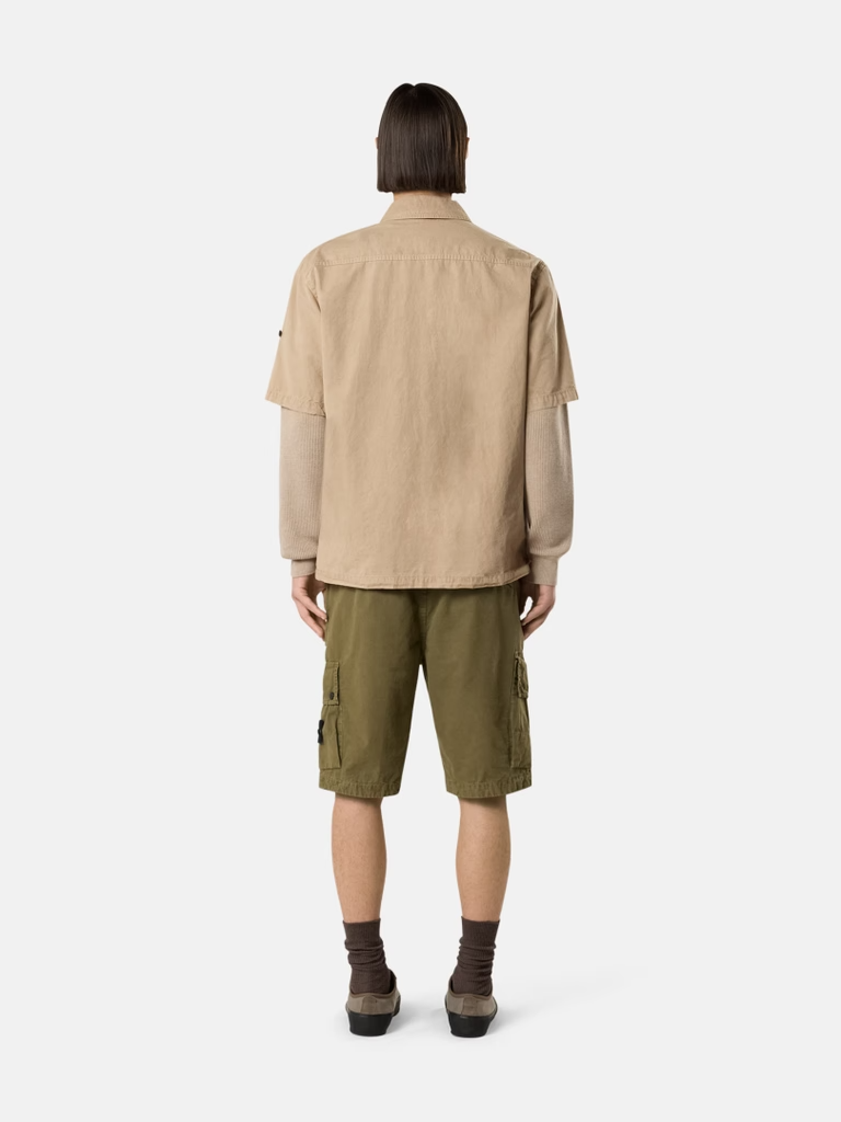 COTTON TWILL CARGO SHORTS MILITARY GREEN