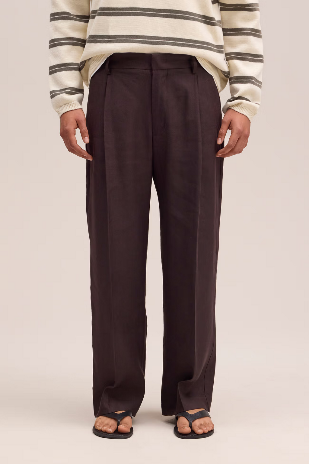 Kay Relaxed fit linen blend Trouser 1808 Deep Truffle