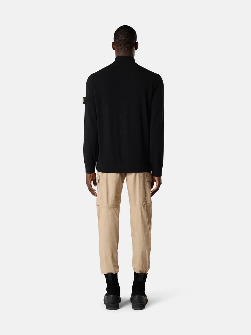 KNITTED GEELONG WOOL FULL-ZIP SWEATER BLACK