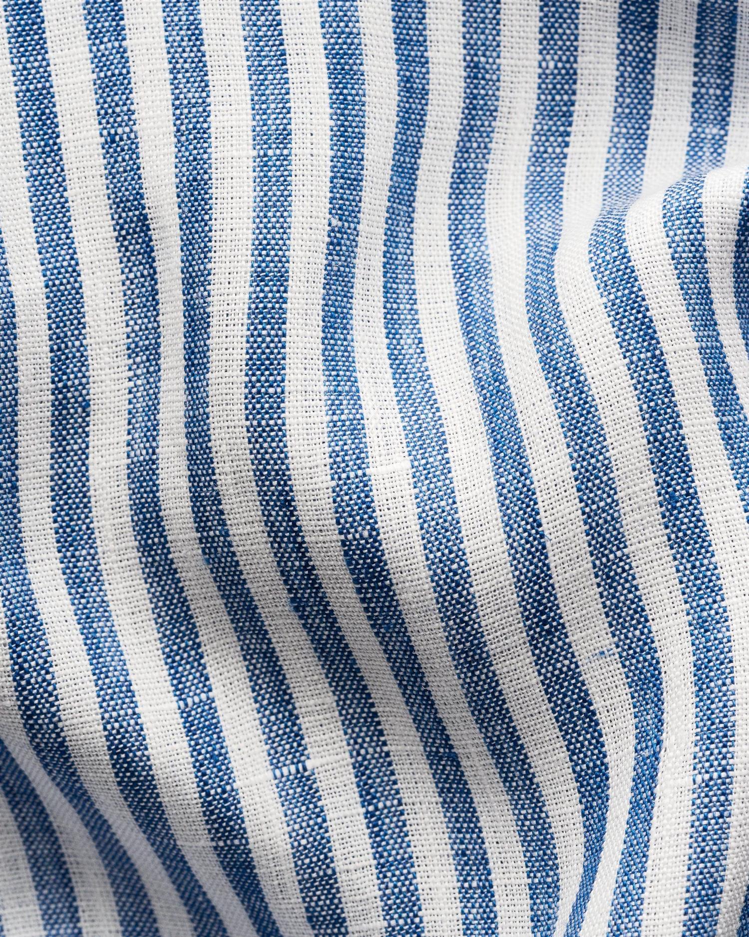 Casual Fit Striped Linen Shirt Dark Blue