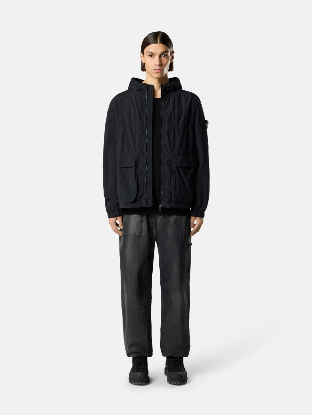 NYLON SMERIGLIATO-TC PARKA JACKET BLACK