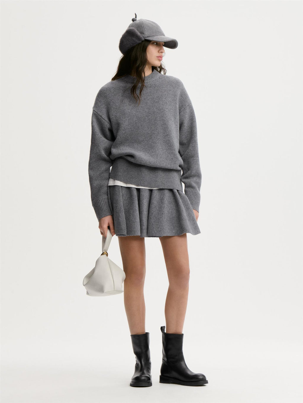 SHERRY Wool Skirt Grey Melange