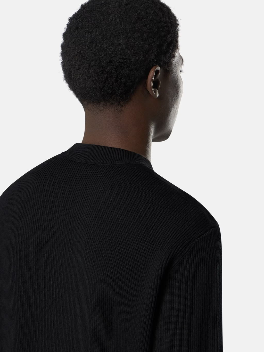 RIBBED KNITTED ORGANIC COTTON SWEATER BLACK