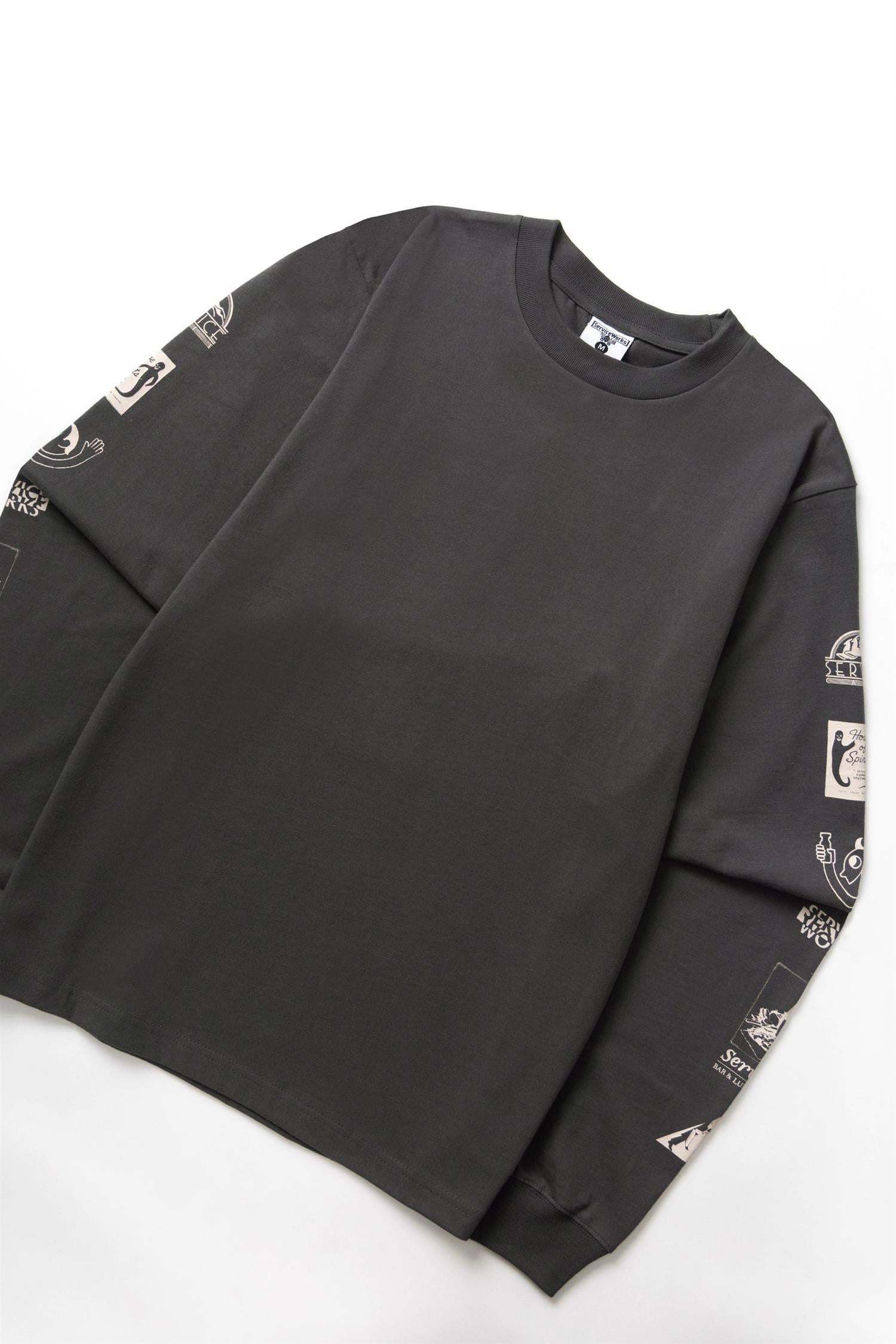 Bootleg Sleeve Print Long Sleeve Charcoal