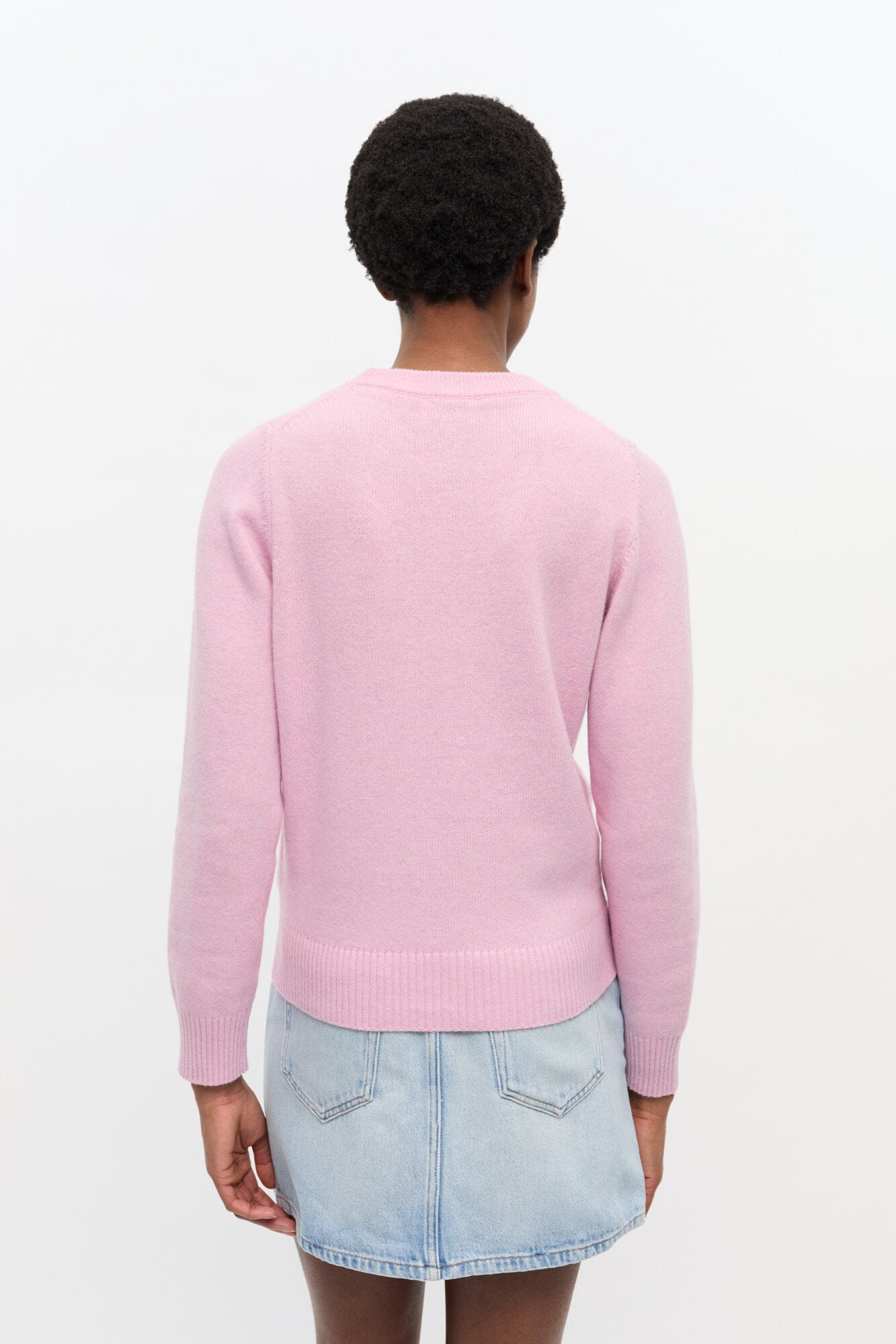 Wool Blend Poodle Crewneck Chalk Pink