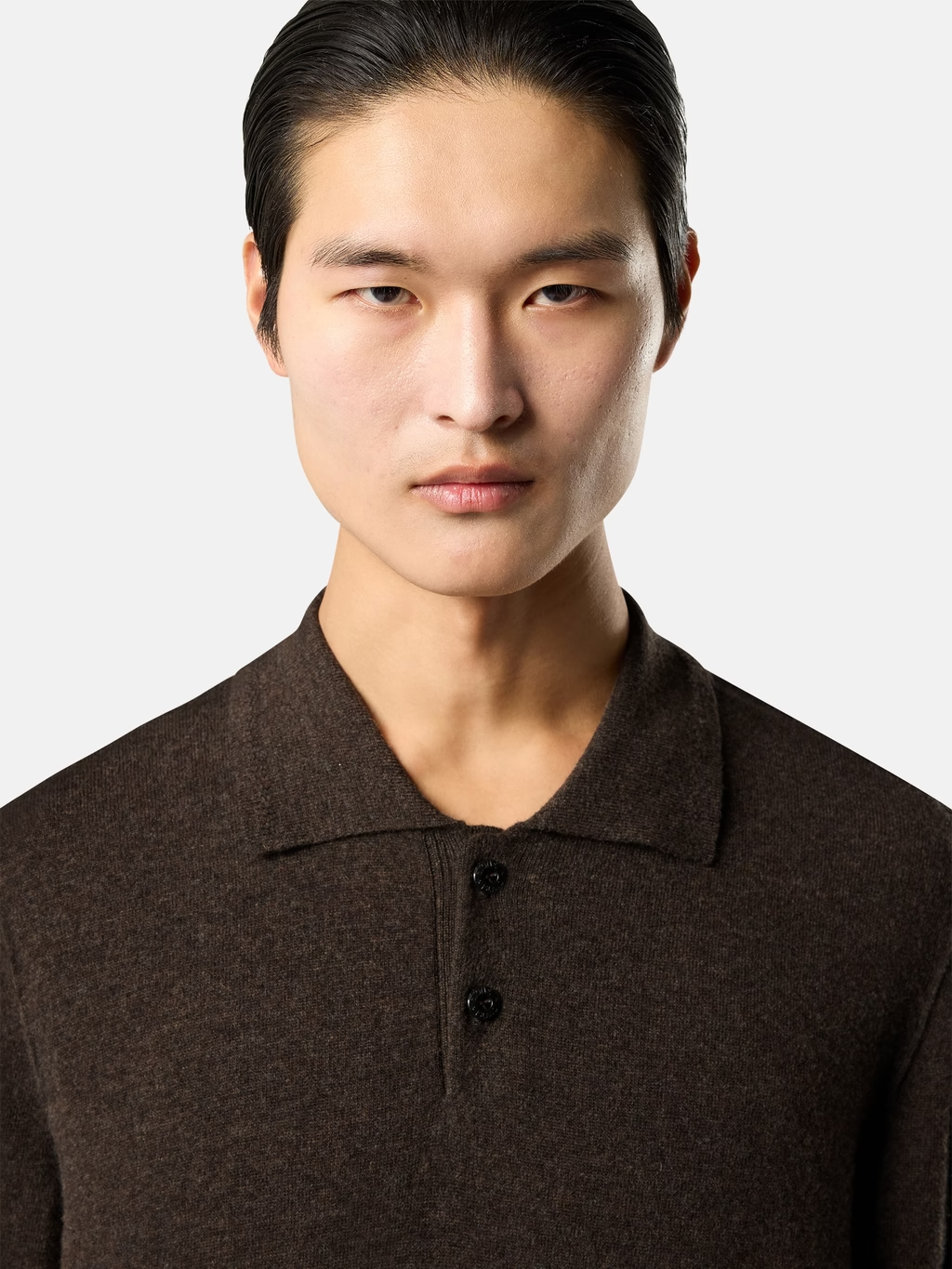 Knitted Wool POLO Sweater LEAD GREY