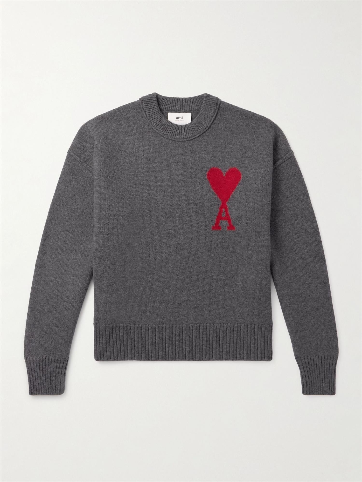 WOOL AMI DE COEUR SWEATER Big Logo Grey/Red