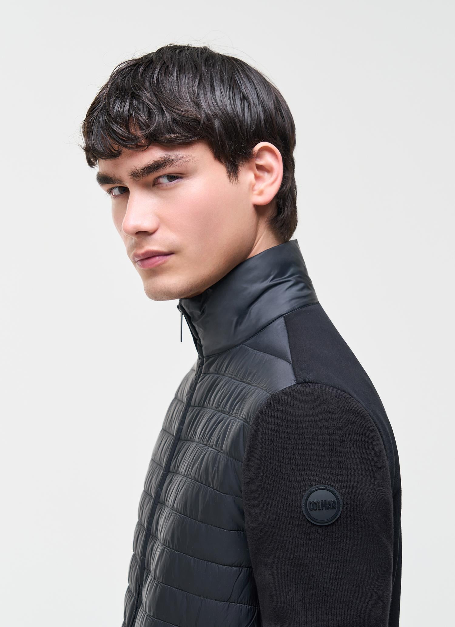 HYBRID KNITTED AND PADDED JACKET BLACK