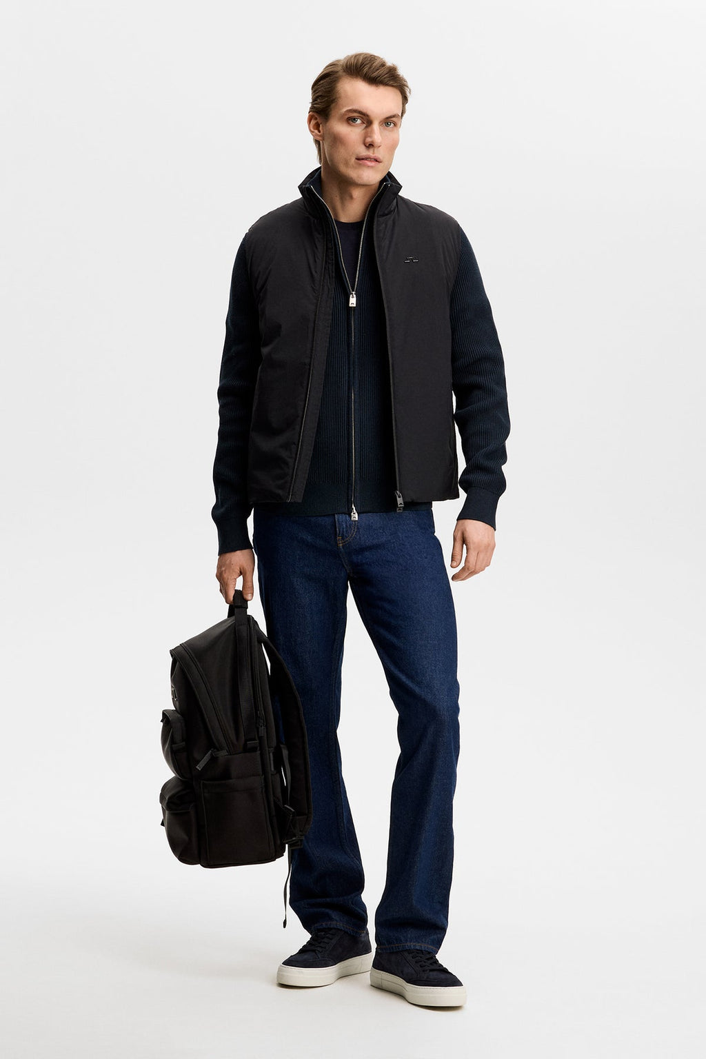 Alexis RIBBED COTTON Full Zip SWEATER JL Navy