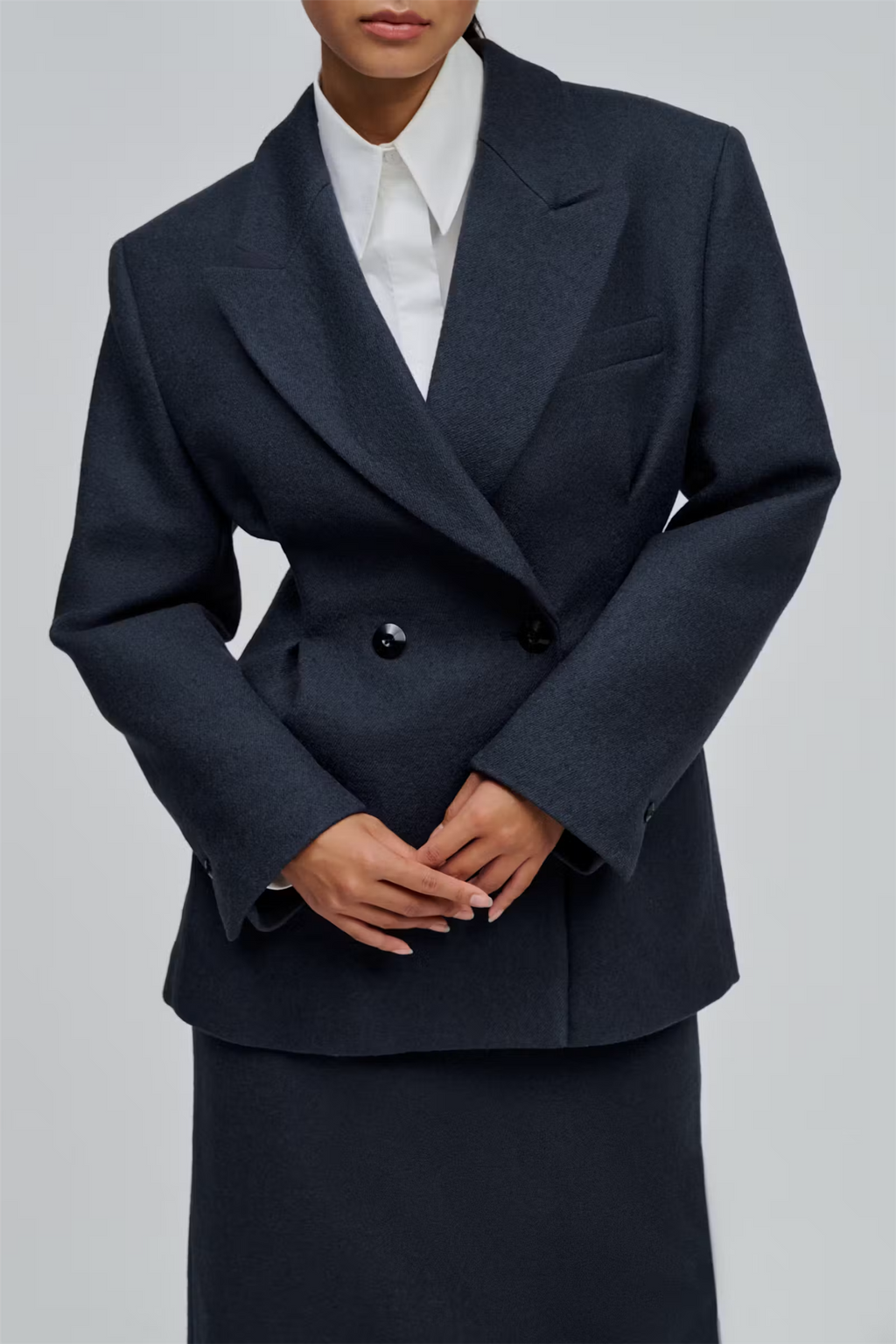 Jillian Loose Fit Wool Blazer Slate Blue