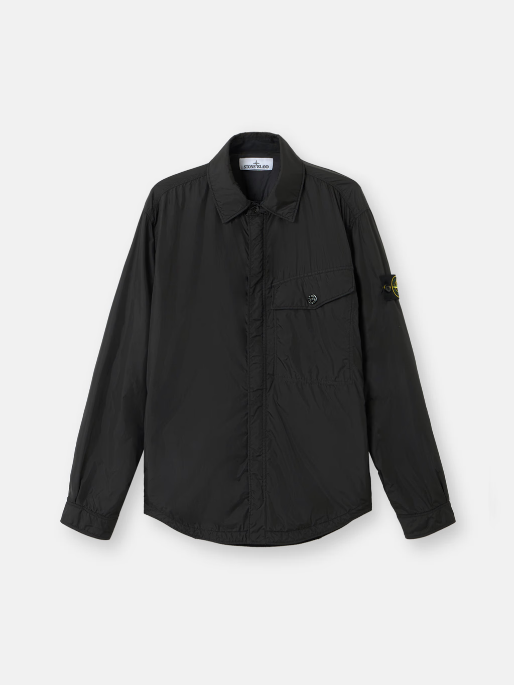 GARMENT DYED CRINKLE REPS NYLON OVERSHIRT BLACK