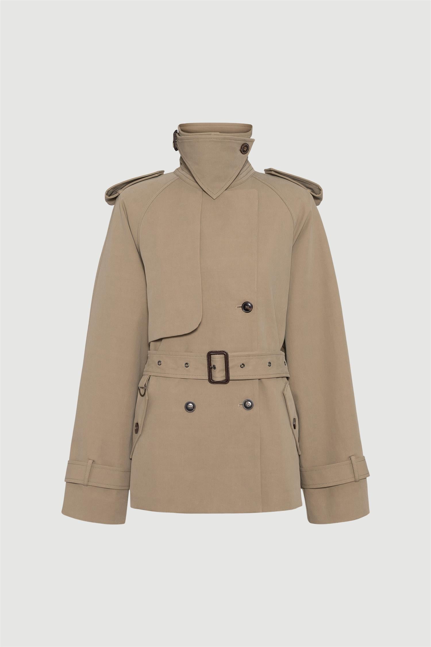 Majorstuen Cotton Short Trench Jacket Khaki