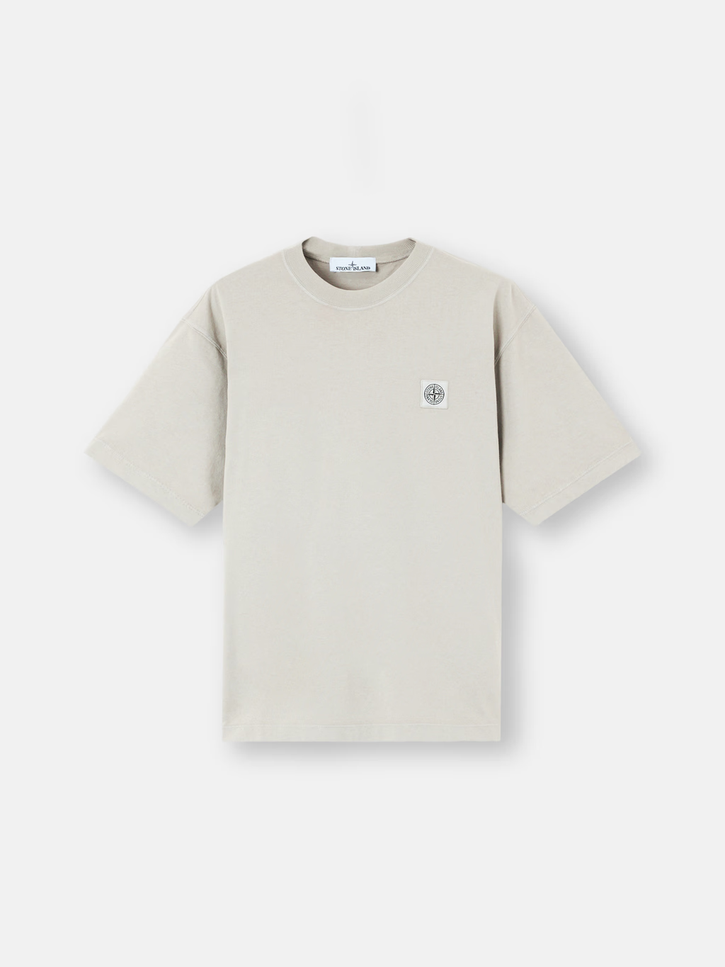 GARMENT DYED ORGANIC COTTON PATCH T-SHIRT PEARL GREY