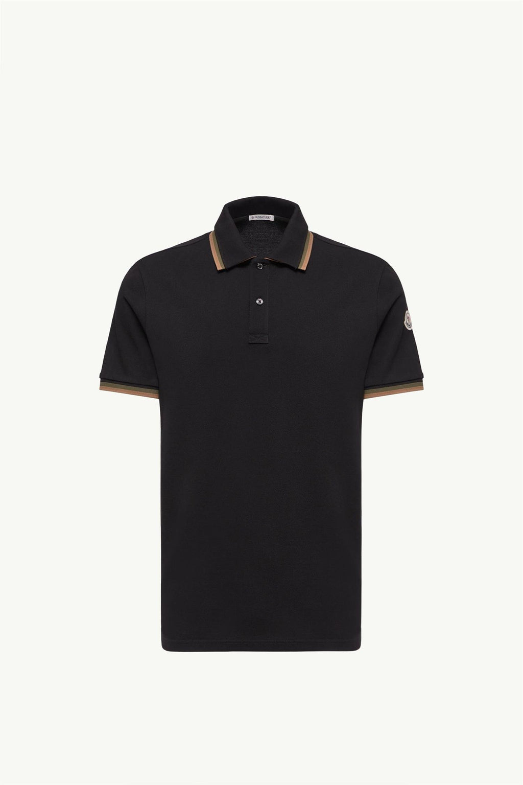 Double Collar Cotton Piquet Polo Shirt BLACK