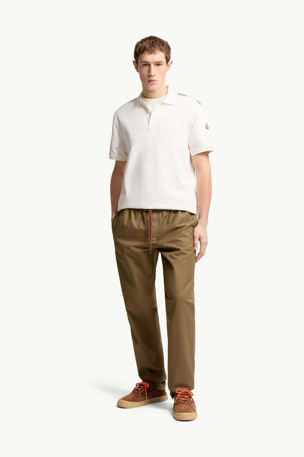 Tricolor-Trimmed Cotton Piquet Polo Shirt White