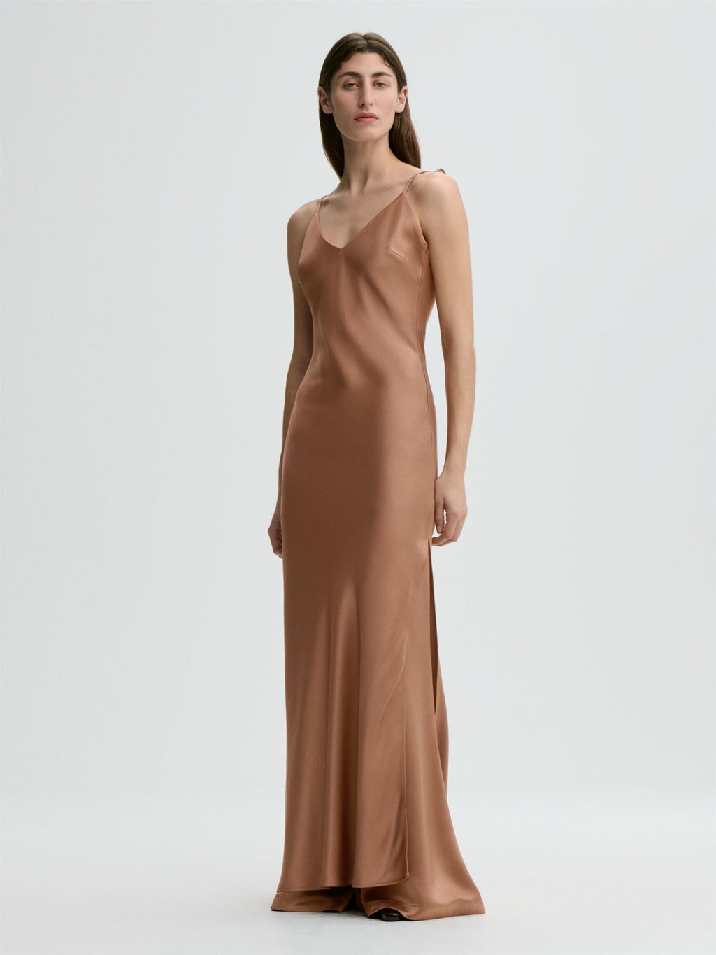 Pascale satin maxi dress Latte Brown