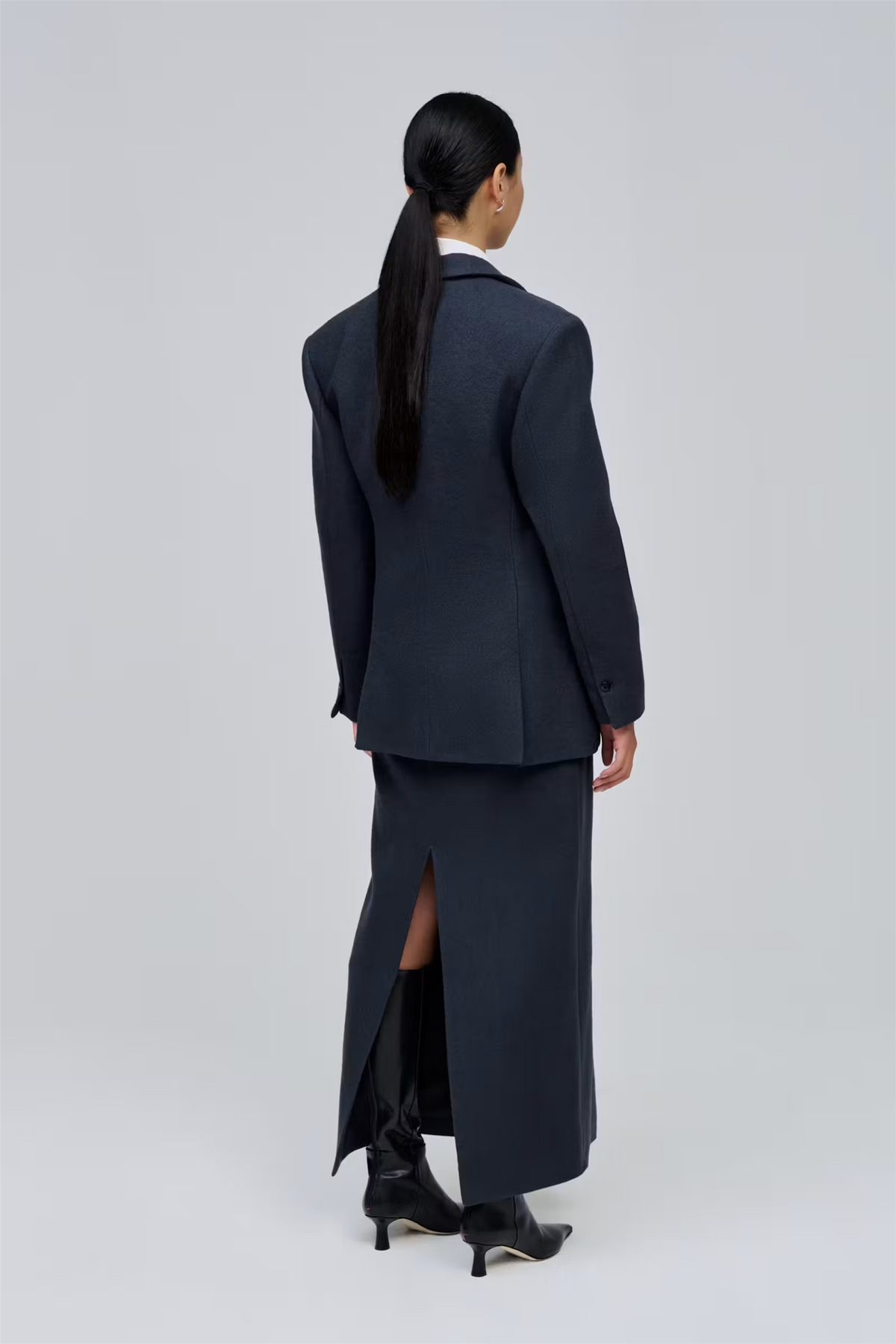 Jillian Loose Fit Wool Blazer Slate Blue