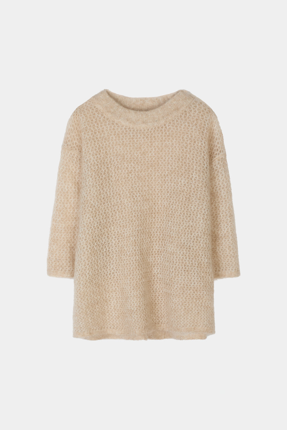 NIA MOHAIR BLEND SHORT SLEEVE SWEATER OYSTER