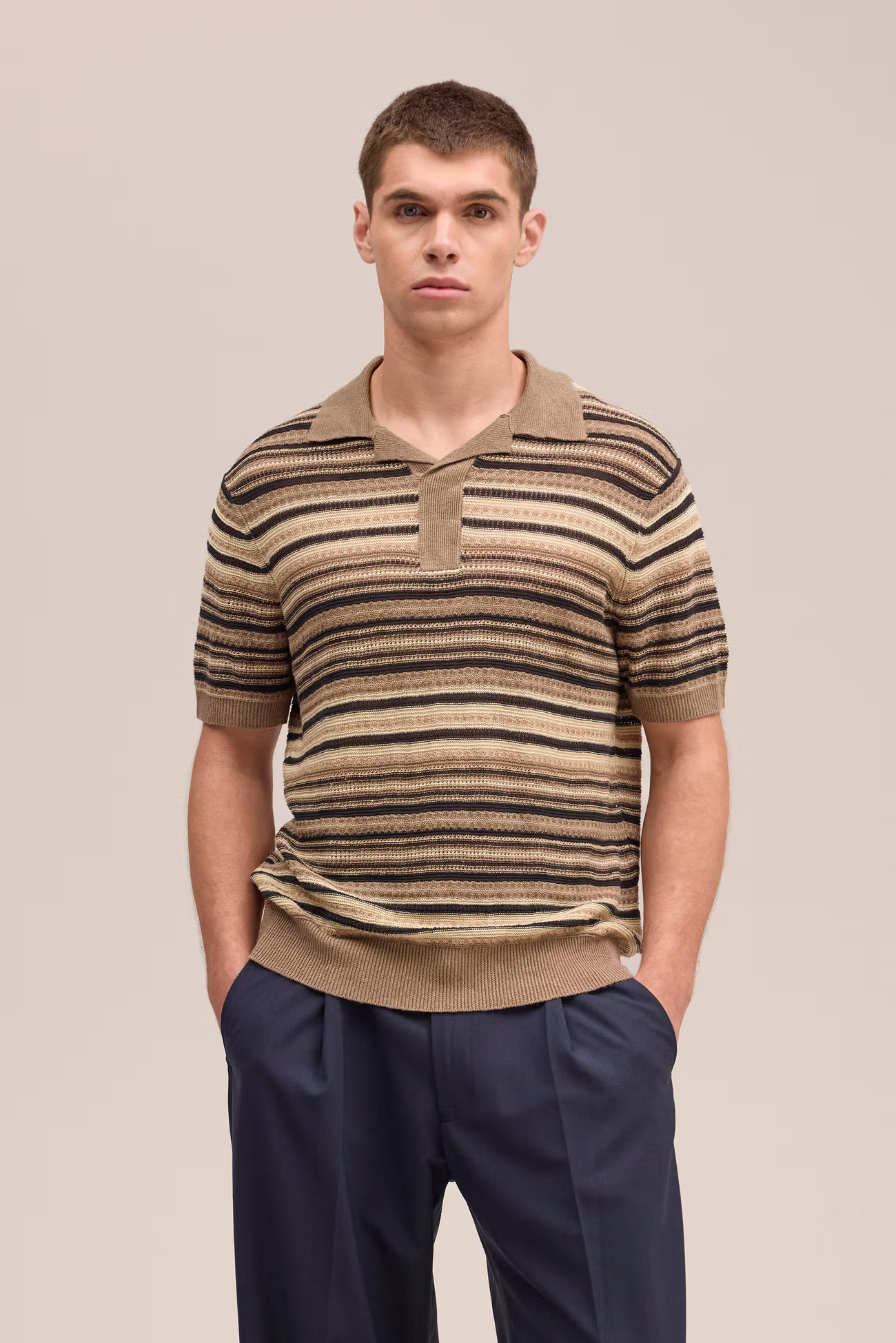 Noam Knitted Linen Polo 60043 Mable Husk