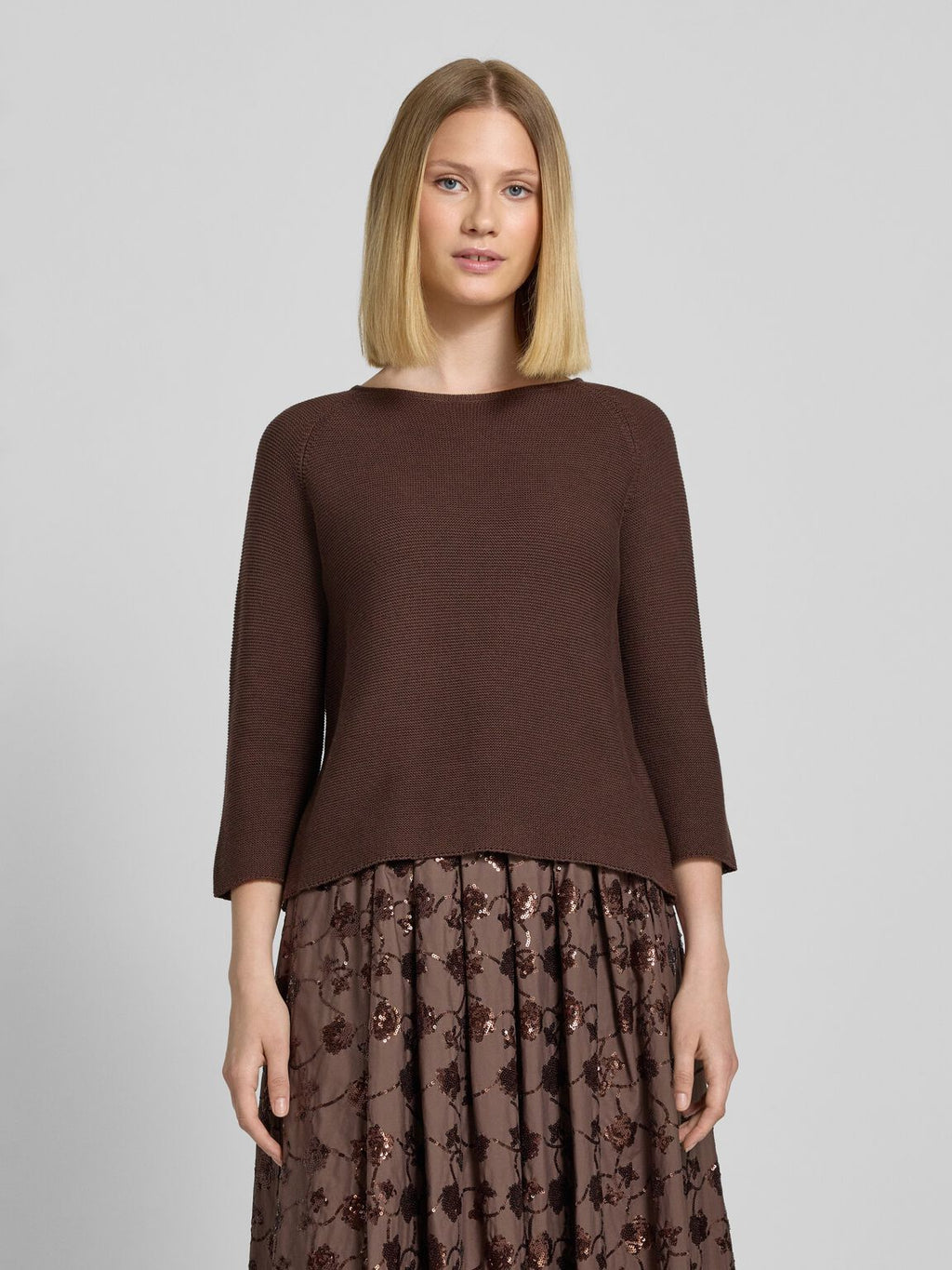 Addotto knitted cotton sweater Dark Brown