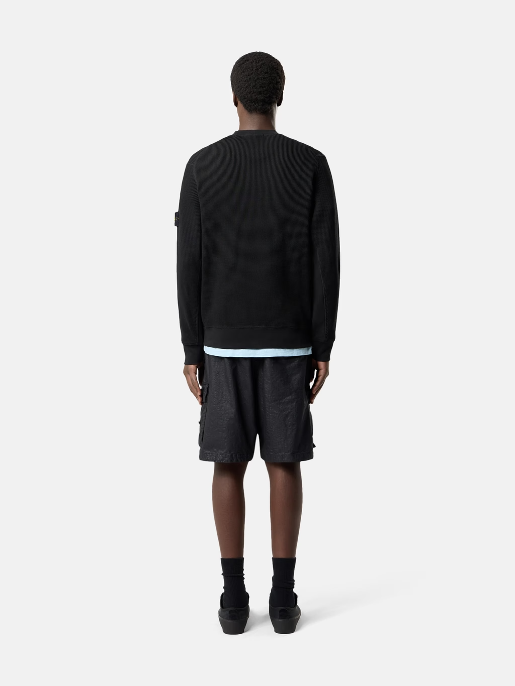 ORGANIC COTTON WAFFLE SWEATSHIRT BLACK