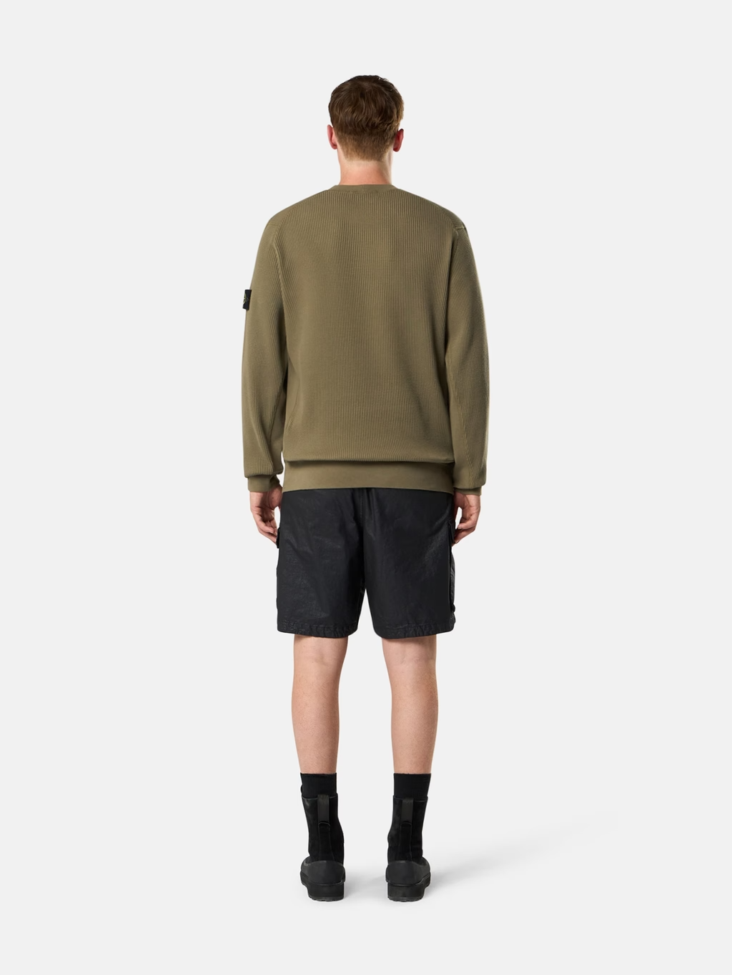 ORGANIC COTTON WAFFLE SWEATSHIRT MILITARY GREEN