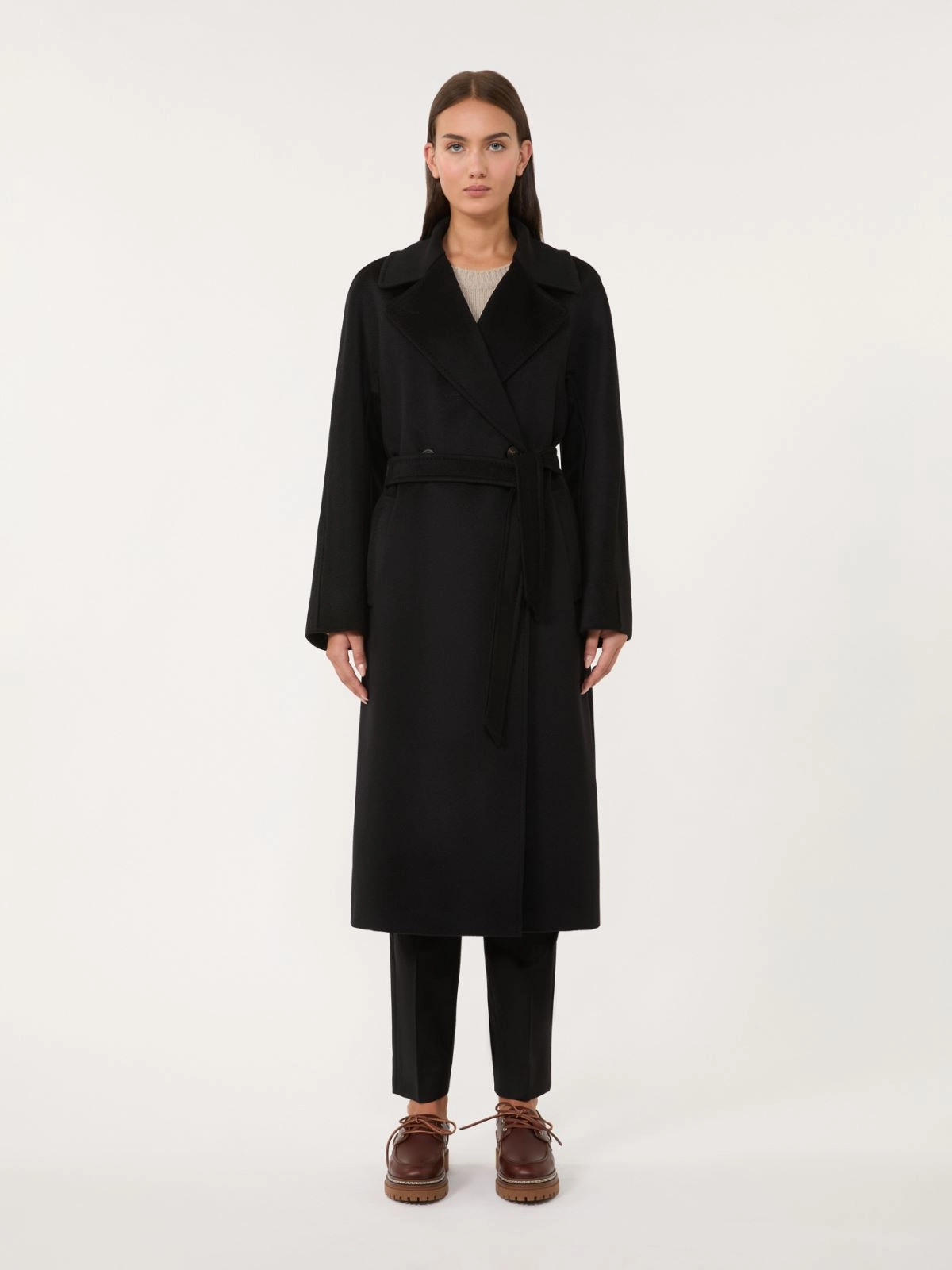 RESINA Double-breasted wool coat Black