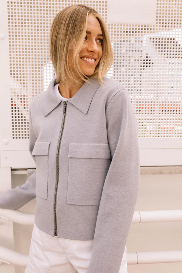 Cut Knitted Wool Jacket Neutral White