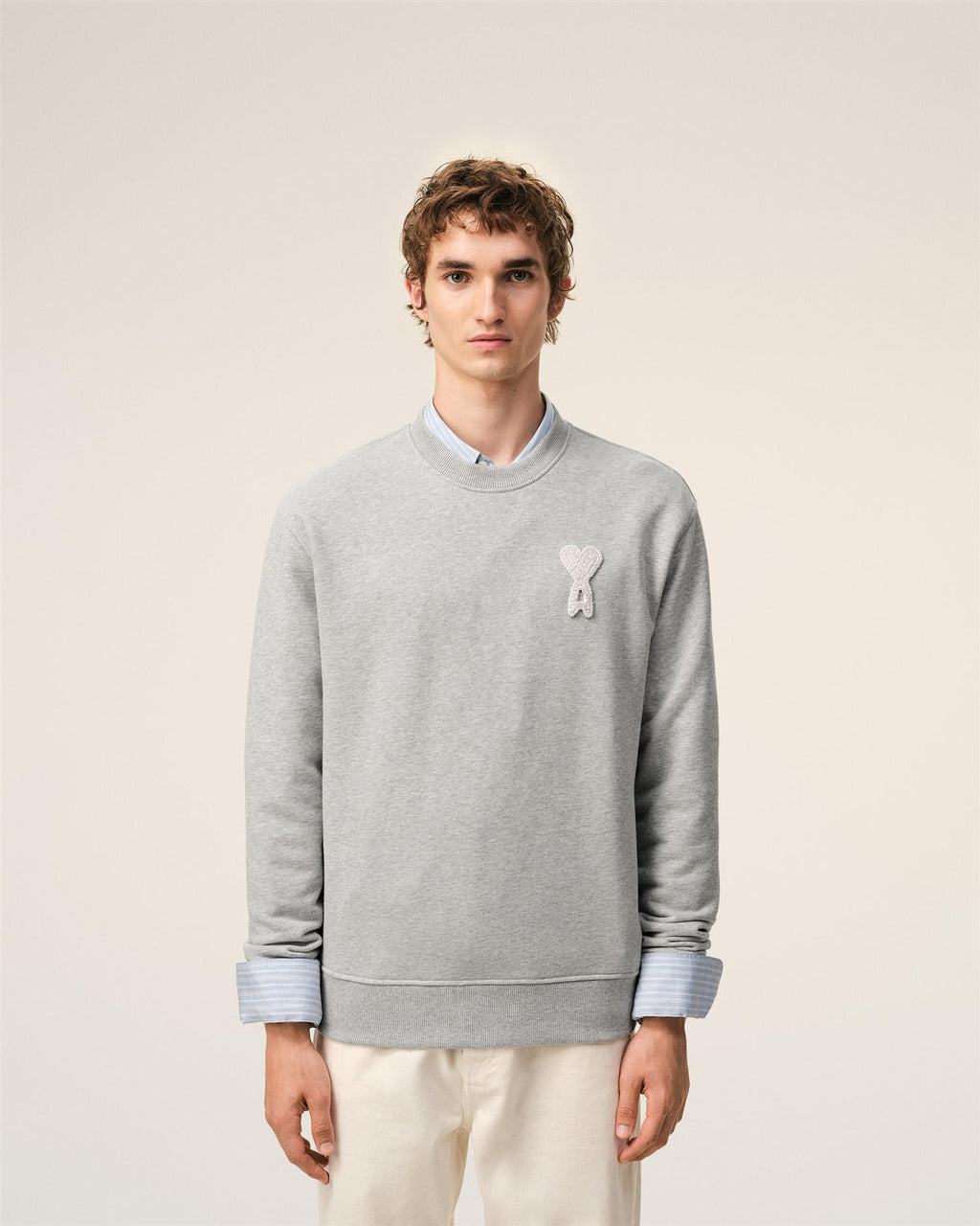 LOOPBACK COTTON ADC Crochet LOGO SWEATSHIRT GREY