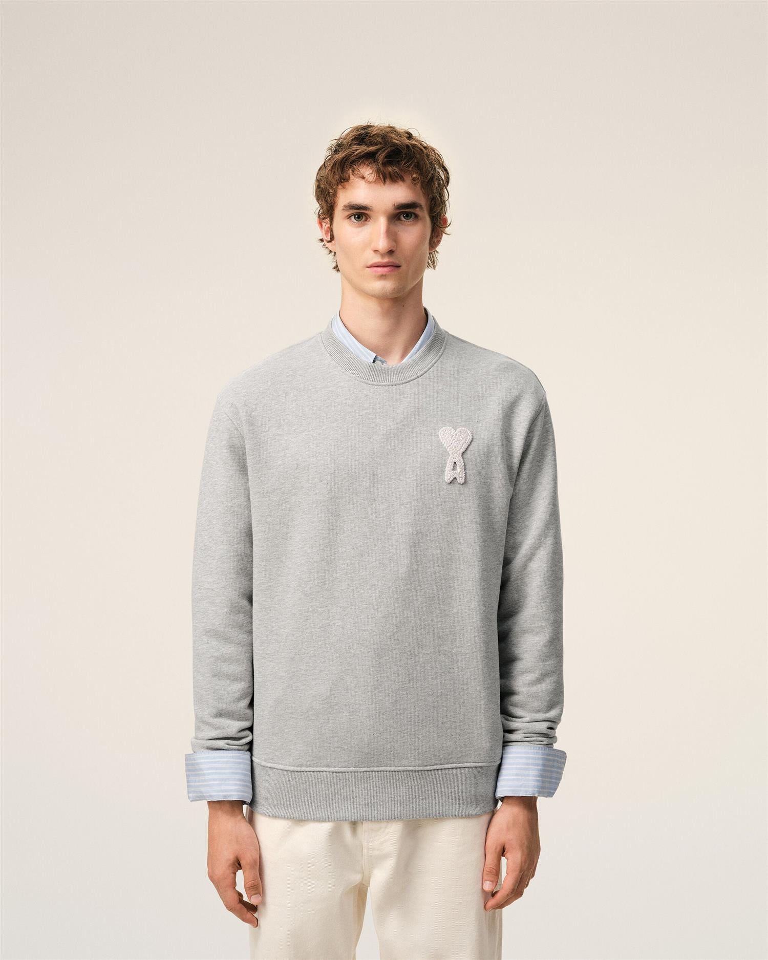 LOOPBACK COTTON ADC Crochet LOGO SWEATSHIRT GREY