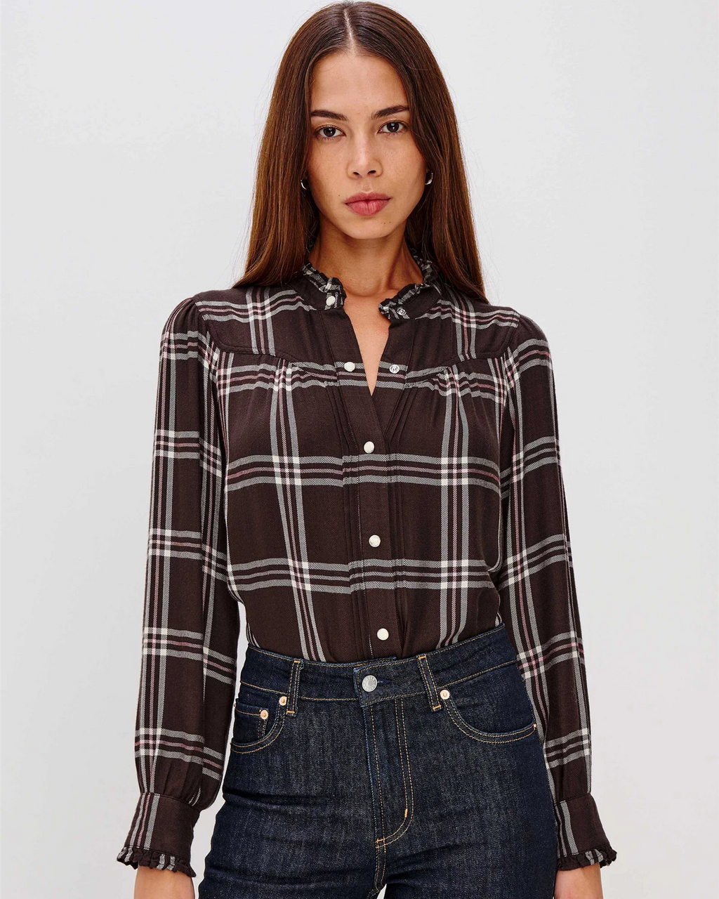 ALANNA PLAID SHIRT BROWN