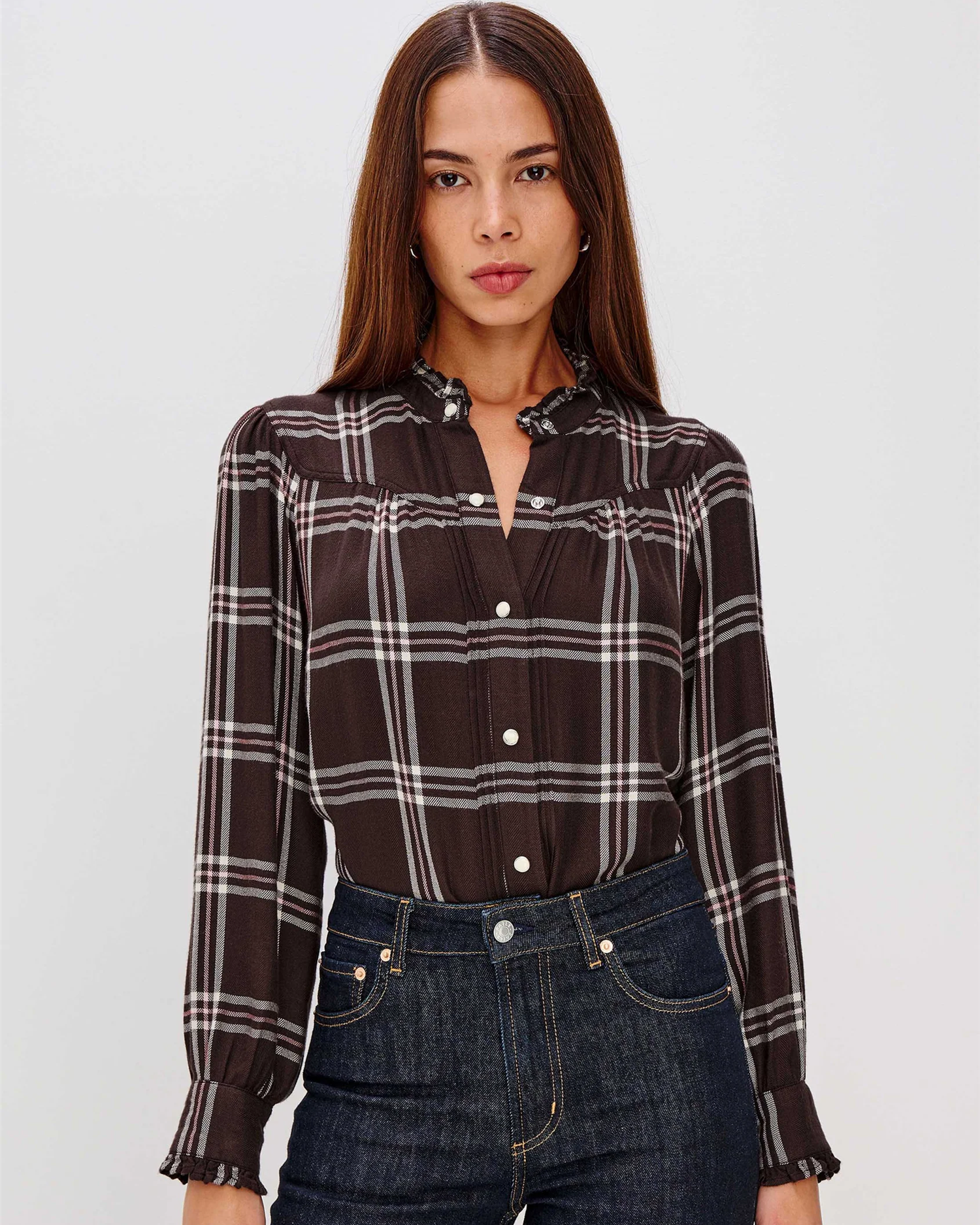 ALANNA PLAID SHIRT BROWN