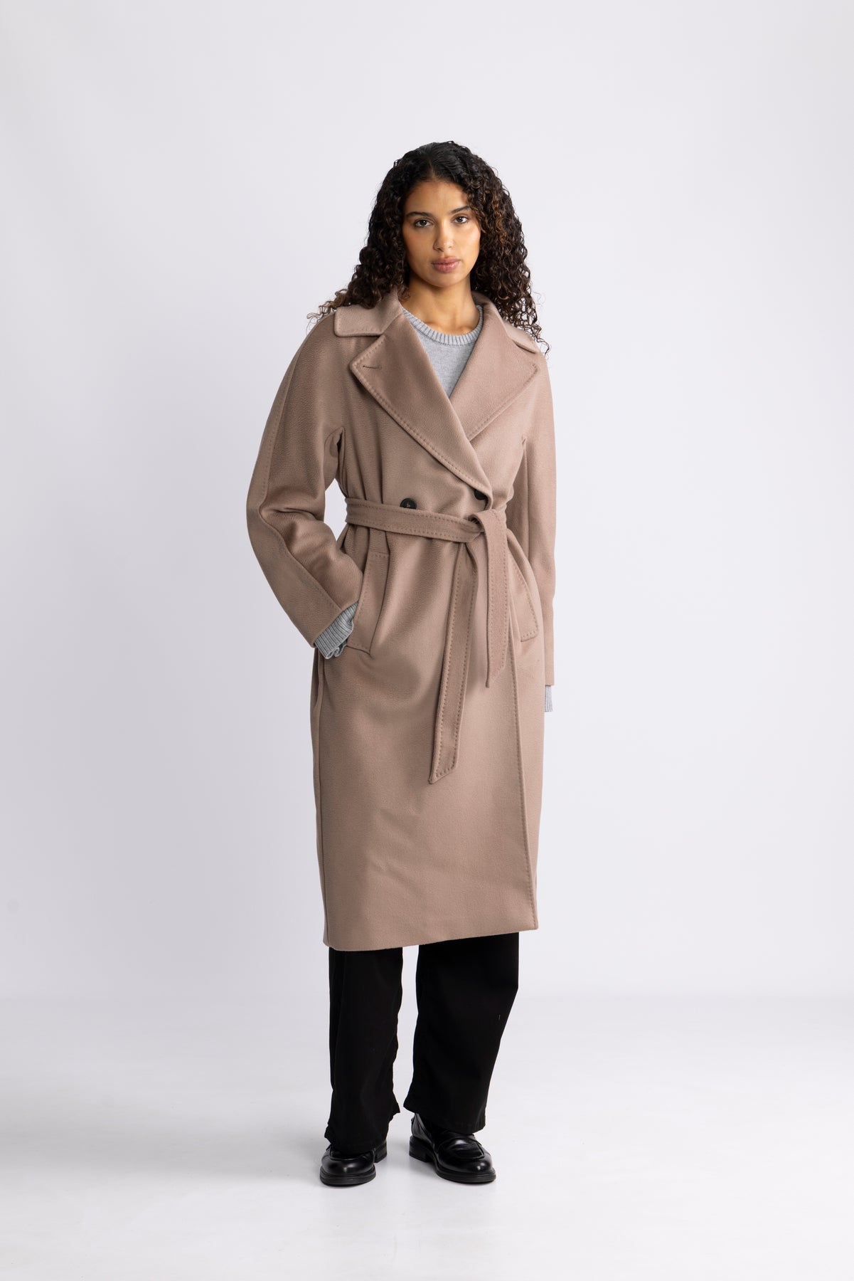 RESINA Double Breasted Wool Coat Marron Glace