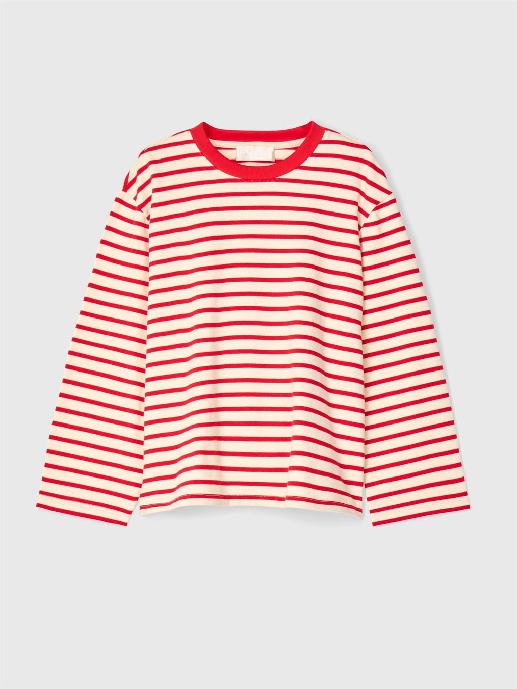 Breton Cotton Long Sleeve Cream Red Stripe