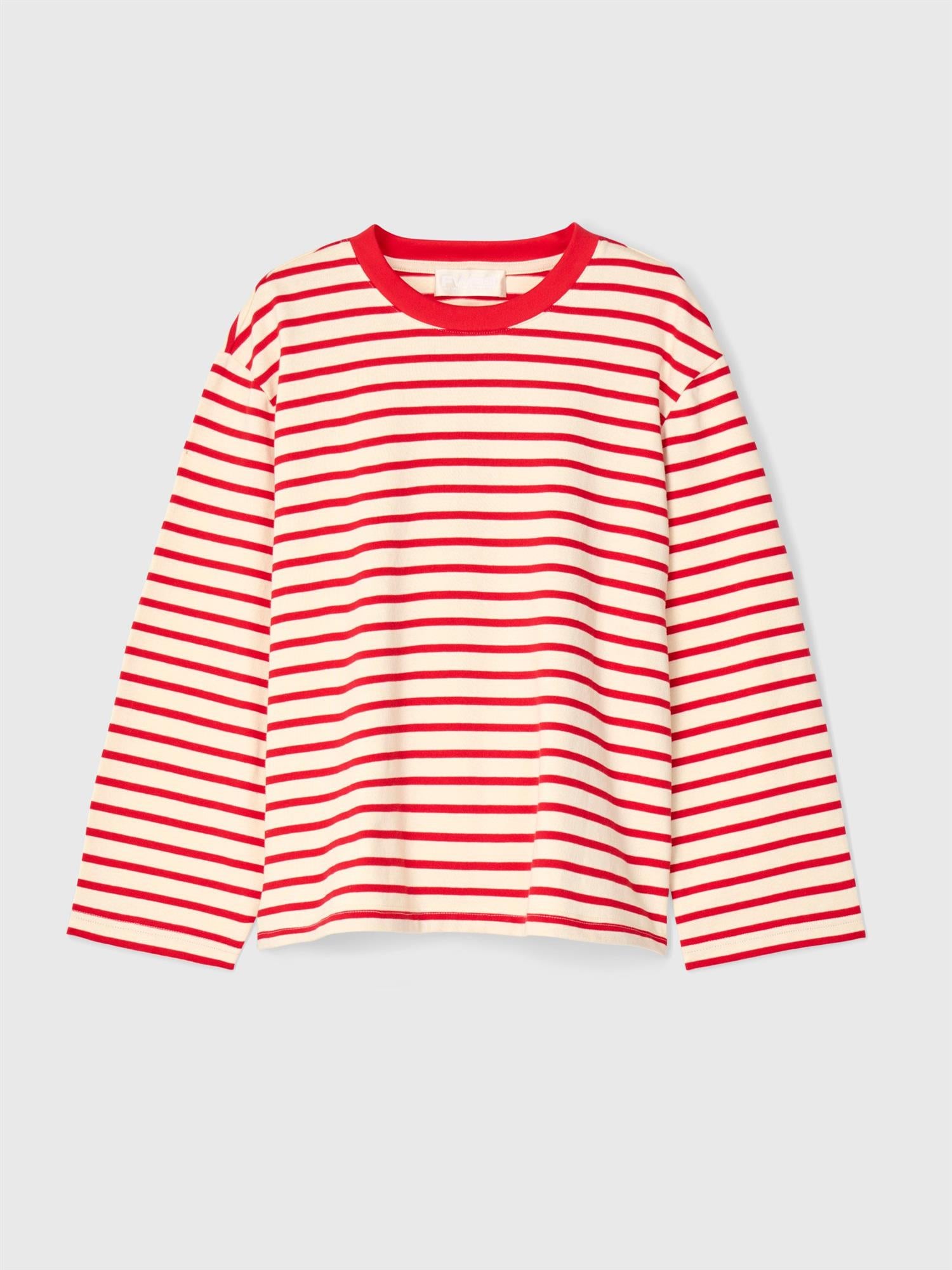 Breton Cotton Long Sleeve Cream Red Stripe