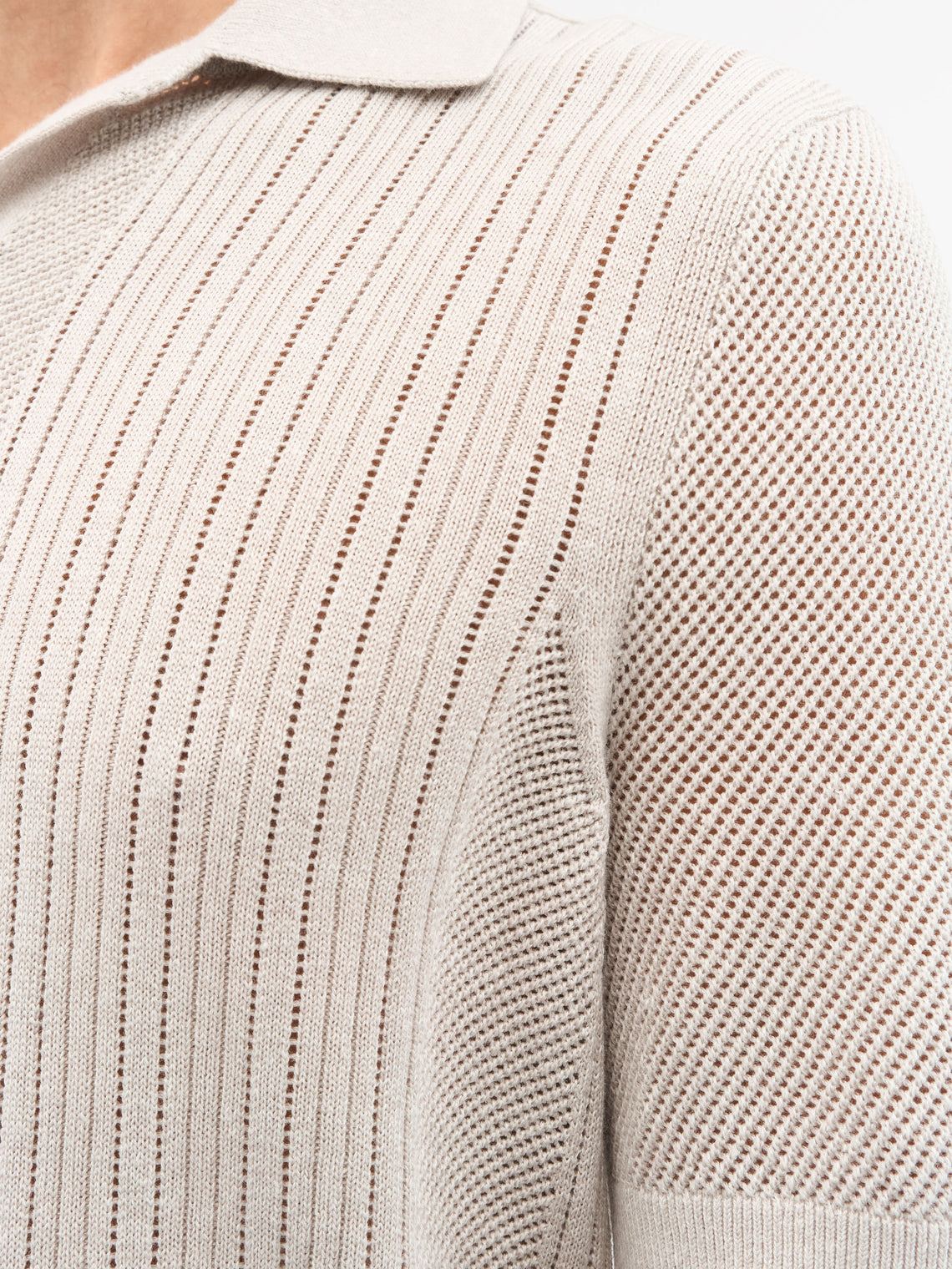 Eoin P Knitted Merino-Linen Blend Polo Ivory