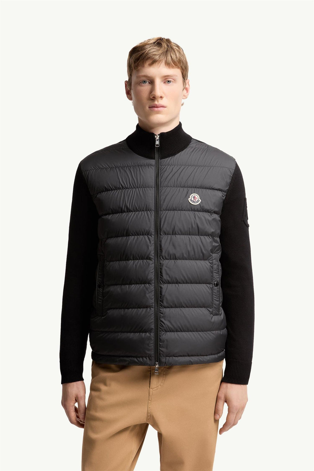Padded CARDIGAN cotton knit BLACK