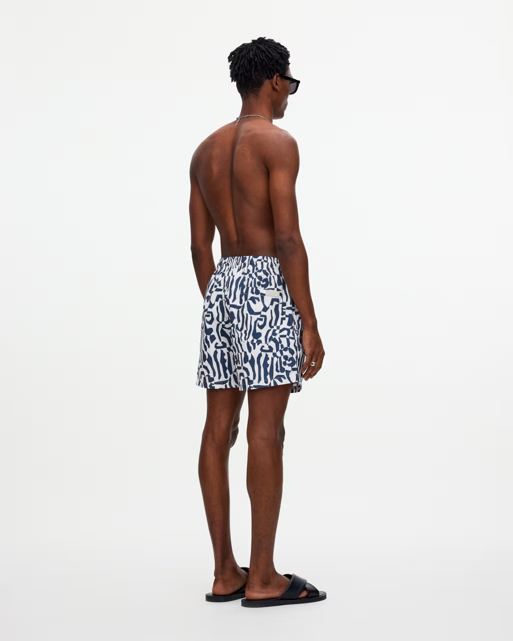Marbling Pattern Swim Shorts Blue