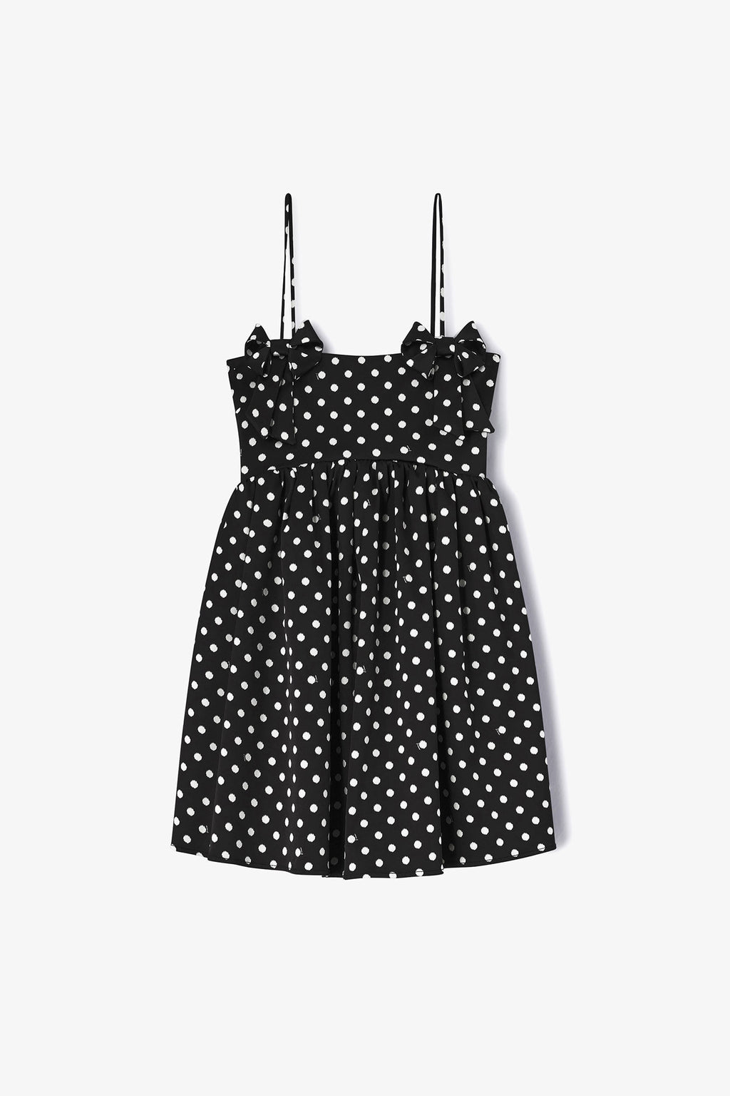 Printed Double Satin Mini Strap Dress Black