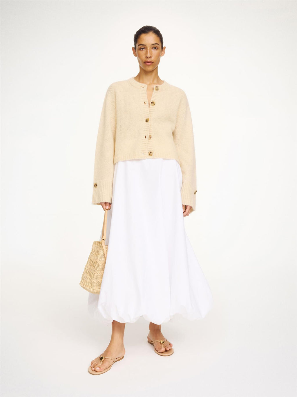 CIERROU Soft Wool Mohair Cardigan Vanilla Cream