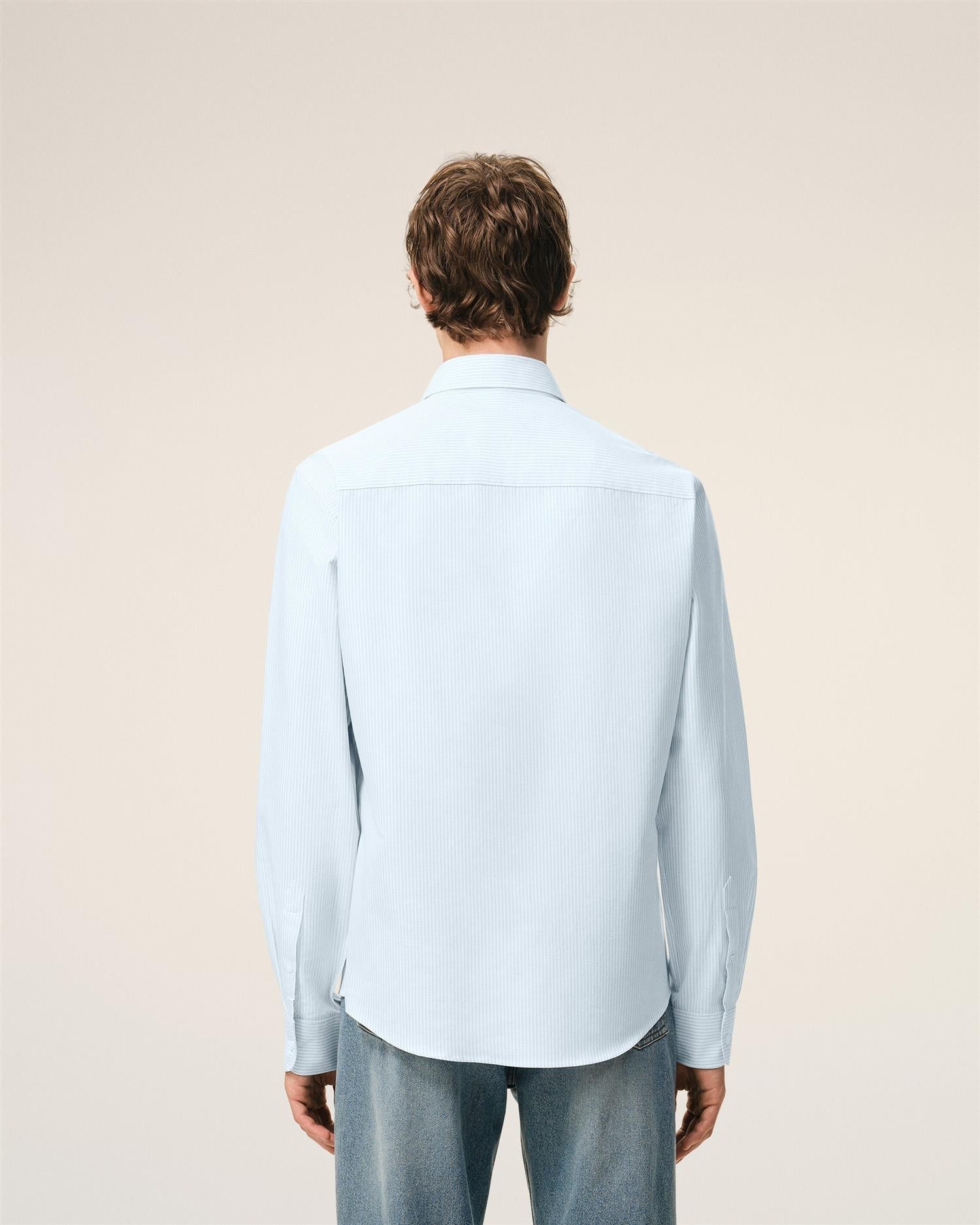 Embroidered AMI DE COEUR STRIPED OXFORD SHIRT SKY BLUE/NATURAL WHITE