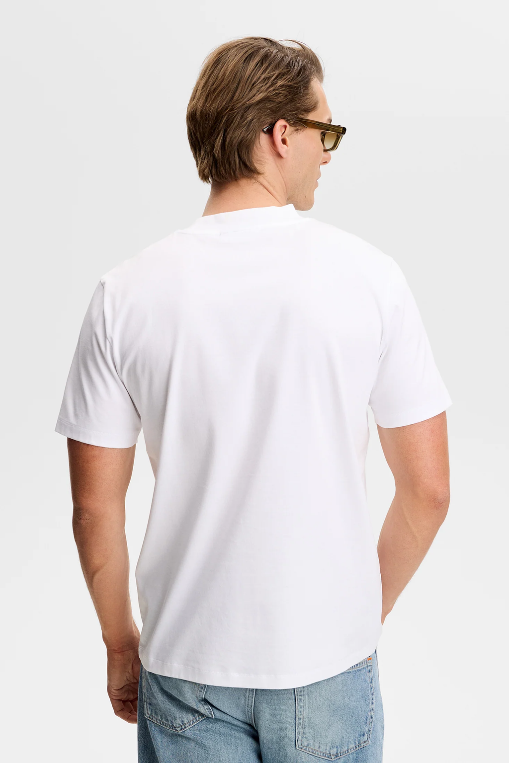 Ace Mercerized Mock Neck T-Shirt White