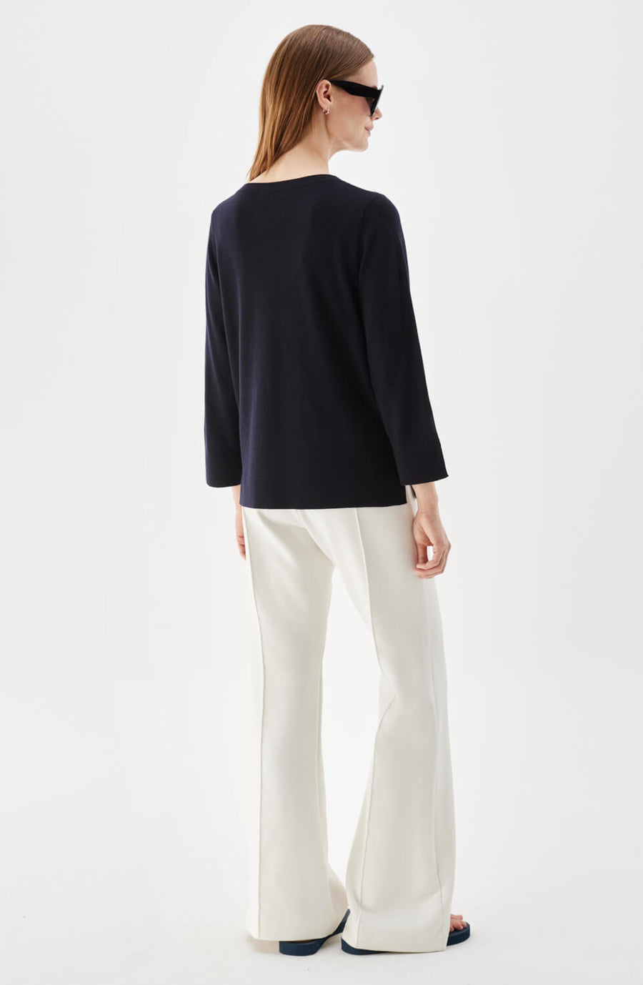 OCEAN BOATNECK WOOL TOP MARINE