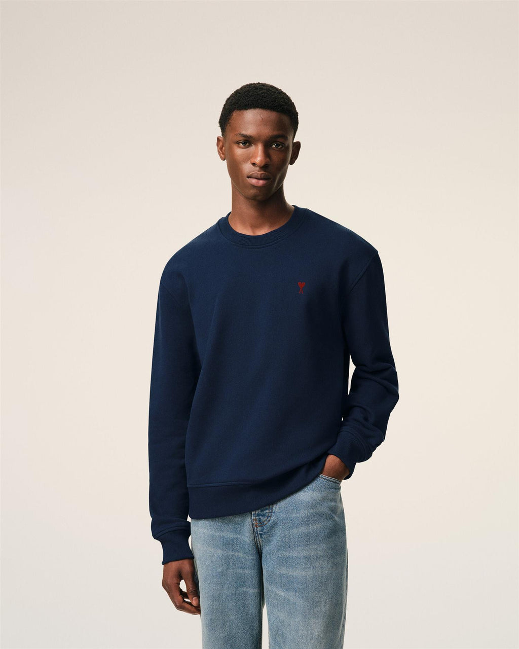 LOOPBACK COTTON AMI DE COEUR SWEATSHIRT NIGHT BLUE