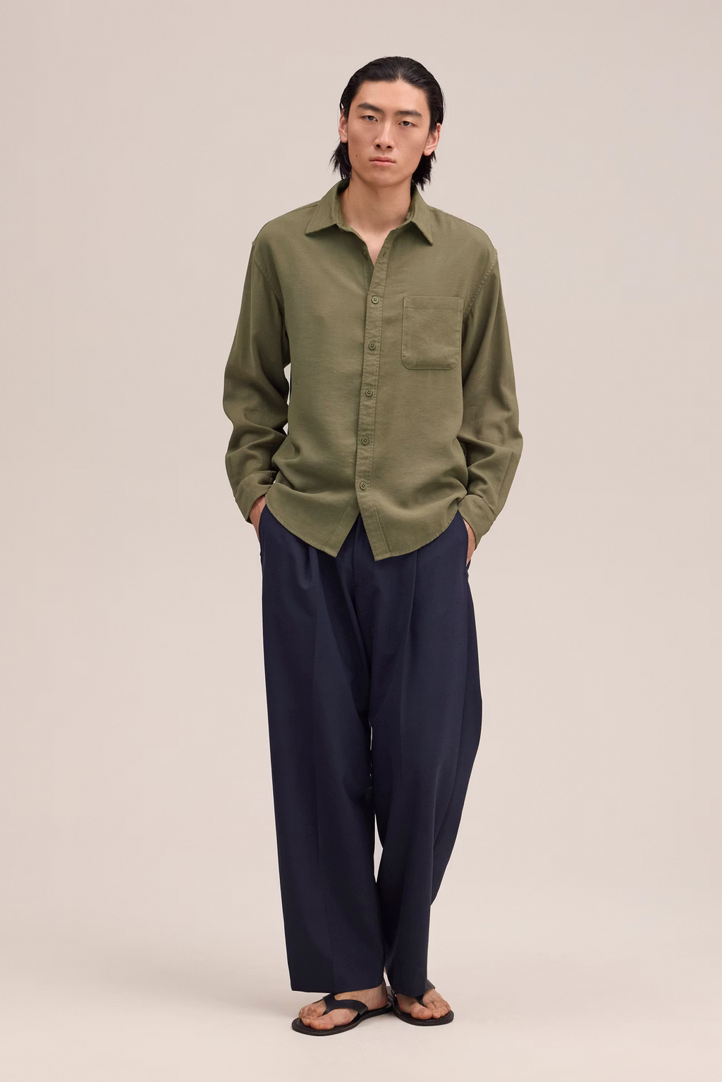 Deon Drapey viscose blend Shirt 5027 Capers