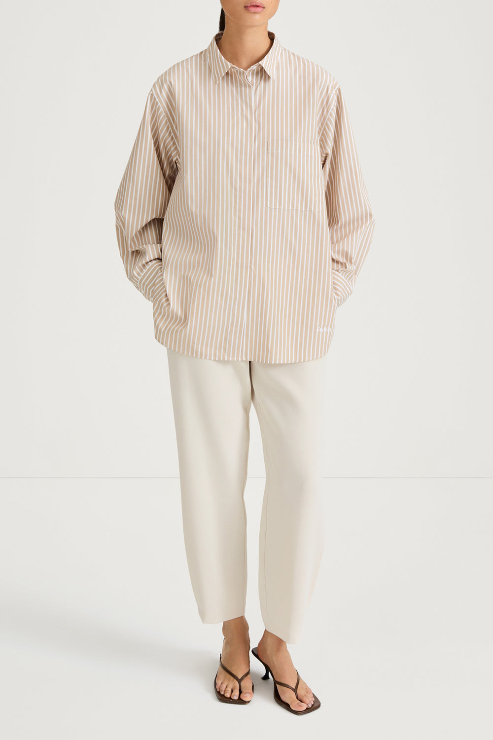 JANSELL COTTON SHIRT BEIGE STRIPE
