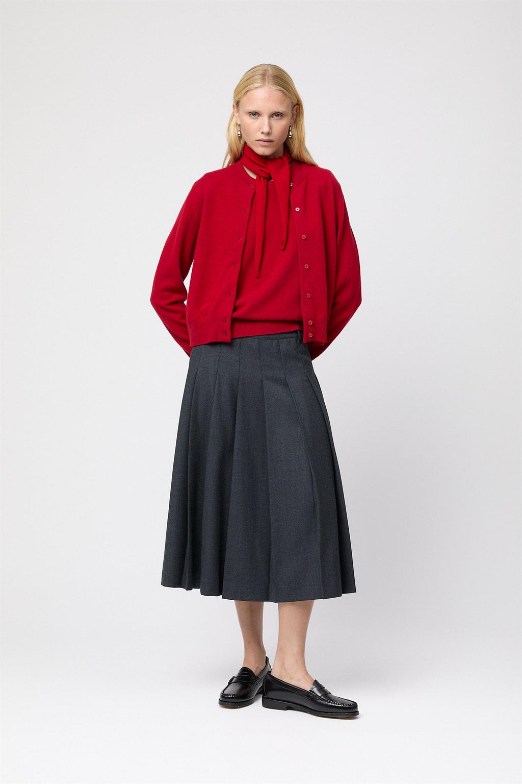 Classic Wool Cardigan Crimson Red