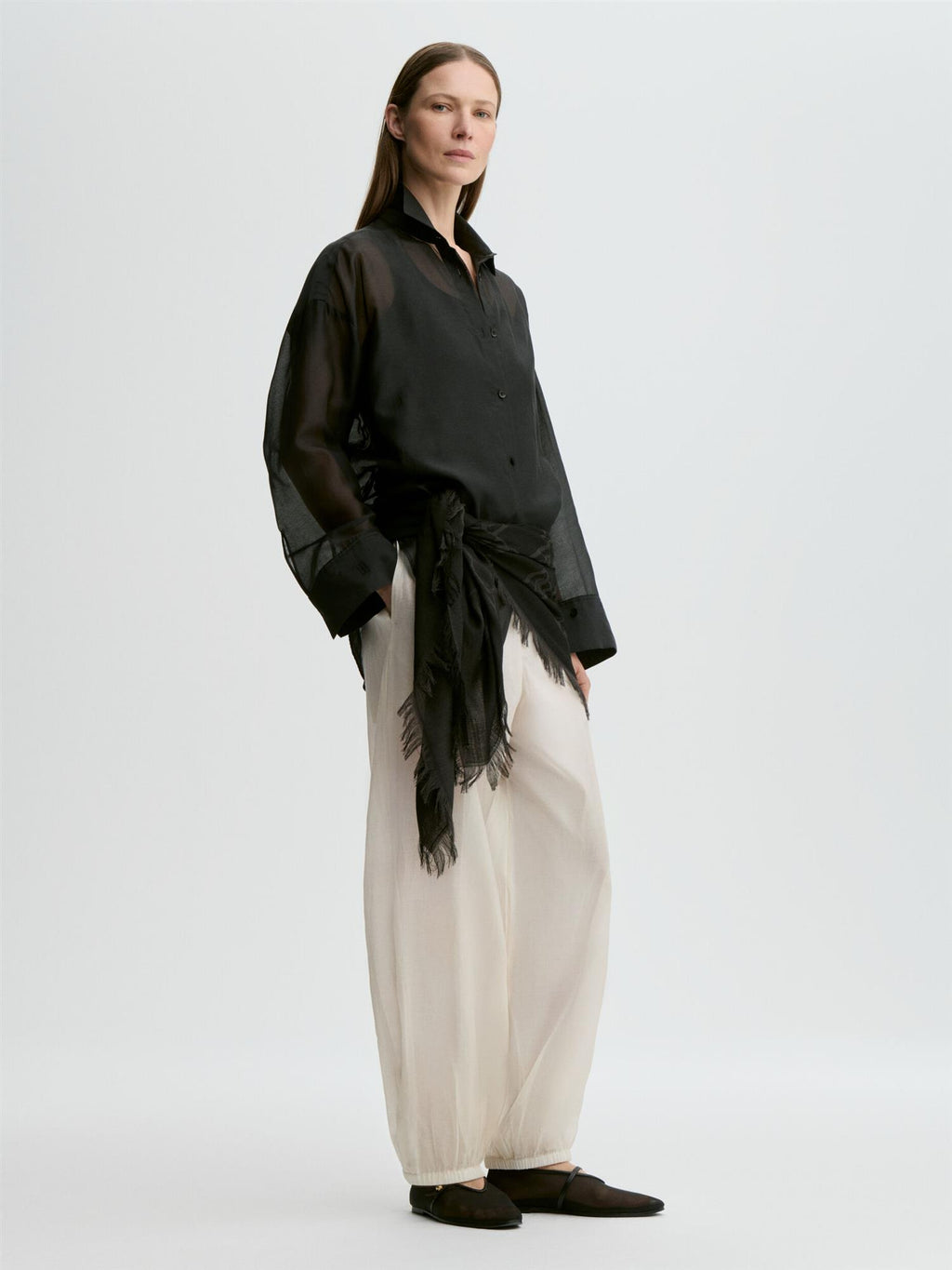Derris silk organza shirt Black