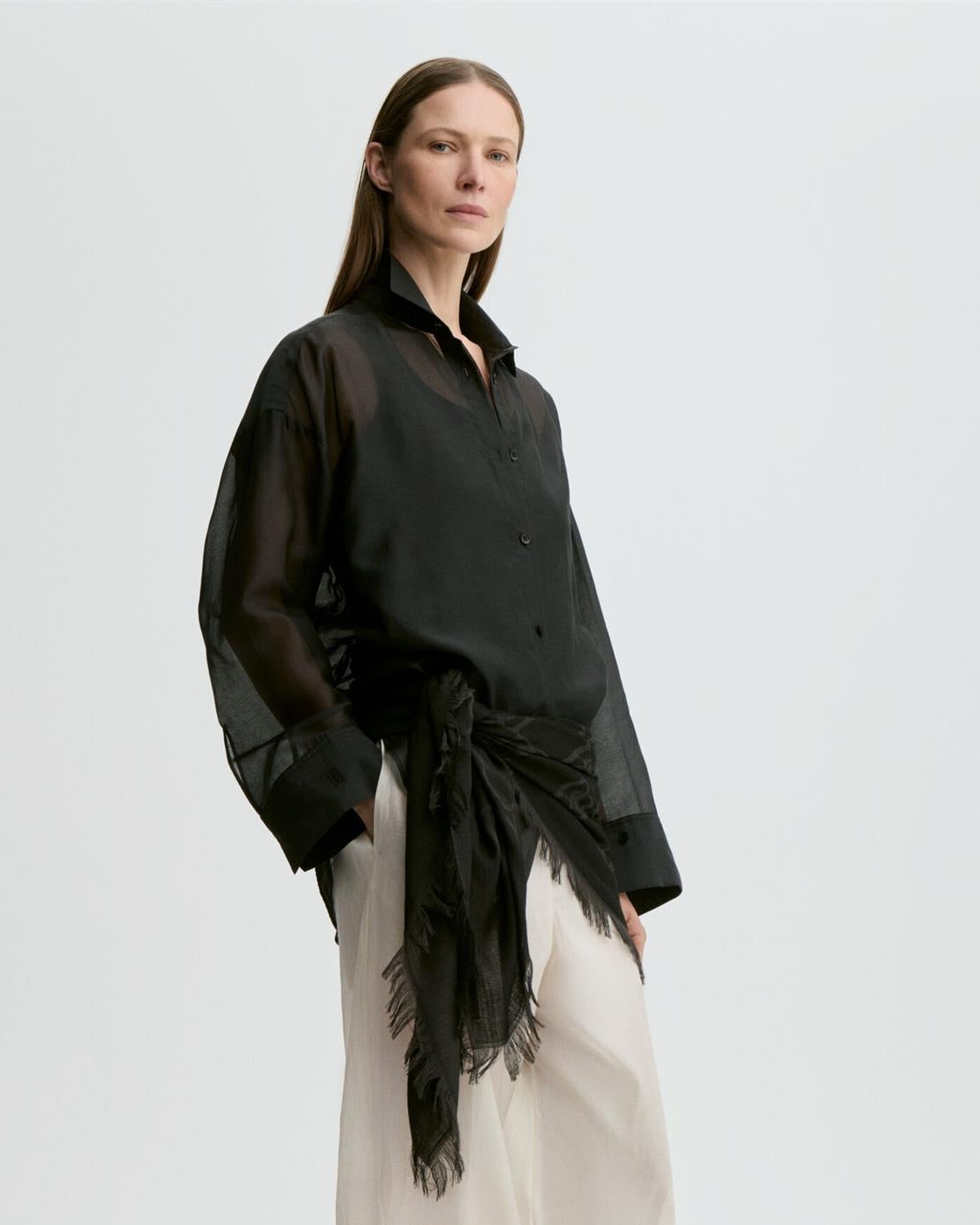 Derris silk organza shirt Black