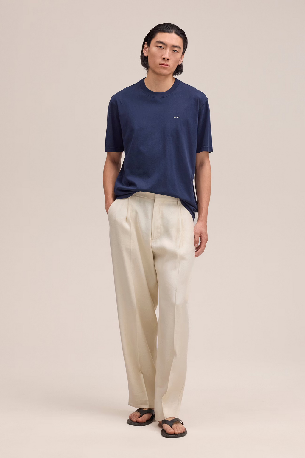 Adam Casual logo Pima T-shirt 3209 Navy Blue